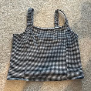 American Eagle Cropped Gingham Top. Size XS Black and White